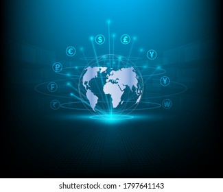Money transfer. Global Currency. Stock Exchange. Stock