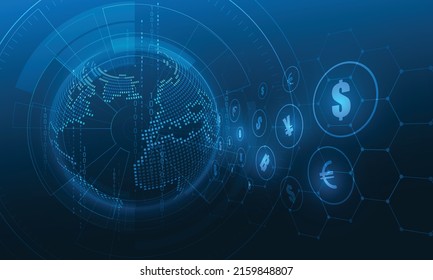 Money transfer. Global Currency. Stock Exchange. Stock vector illustration.