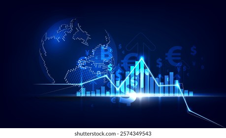 Money transfer. Global Currency. Stock Exchange. Stock vector illustration.	
