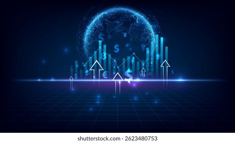 Money transfer. Global Currency. Stock Exchange. Stock vector illustration.