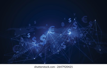 Transferência de dinheiro. Moeda Global. Bolsa de Valores. Ilustração do vetor de estoque.