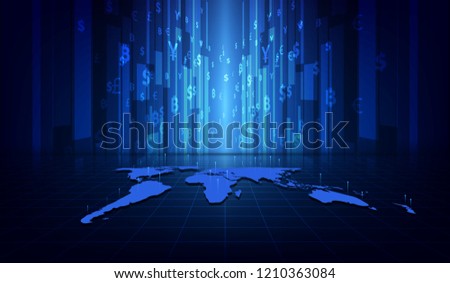 Money transfer. Global Currency. Stock Exchange. Stock vector illustration.