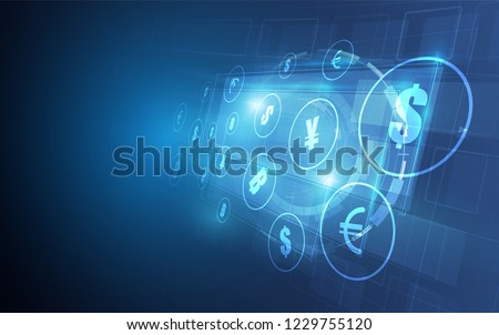 Money transfer. Global Currency. Stock Exchange. Stock vector illustration.