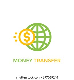 money transfer, global payments icon on white