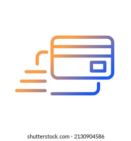 Money transfer gradient linear vector icon. Electronic money transmission. Financial operation. Dynamic movement. Thin line color symbol. Modern style pictogram. Vector isolated outline drawing