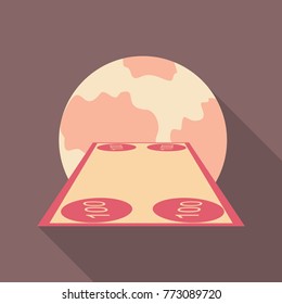 Money transfer icon. Around the globe money transfer vector icon. Money revolves around glove. Fast money transfer icon. Transfer icon.