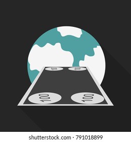 Money transfer icon. Around the globe money transfer vector icon. Money revolves around glove. Fast money transfer icon. Transfer icon.