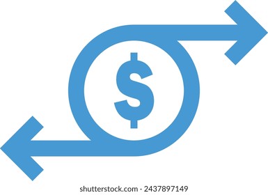 money transfer Icon. Chargeback contour sign. quick fund cash back symbol. Currency exchange refinance. Return on investment. Refund stock market business. Vector line illustration.