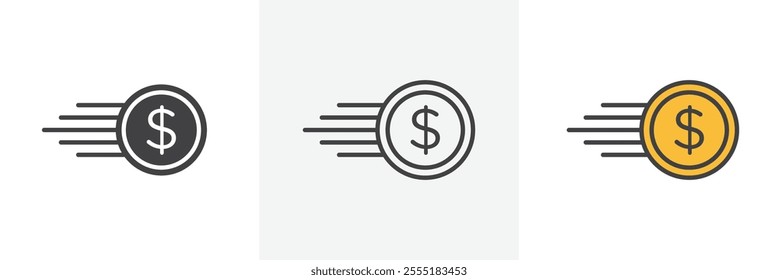 Money transfer icon collection in black and colored style.