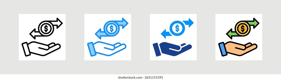 Money Transfer Icon Conjunto de Coleção Estilo Múltiplo