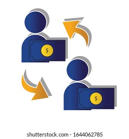 Money transfer icon concept. Creative idea design. Flat vector illustration for template, brochure or presentation.