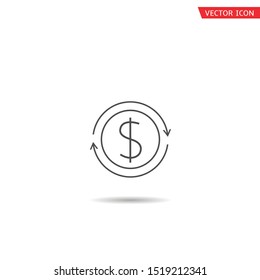 Money transfer icon. Dollar sign with arrows, Vector