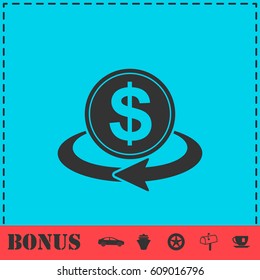 Money transfer icon flat. Simple vector symbol and bonus icon