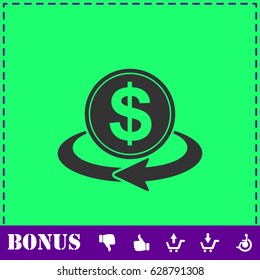 Money transfer icon flat. Simple vector symbol and bonus icon