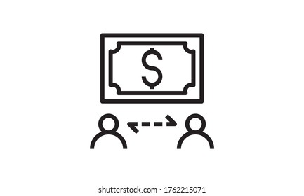 Money transfer Icon icon in flat style.  Money symbol. Simple abstract exchange icon in black. Vector illustration for graphic design, Web, UI, app