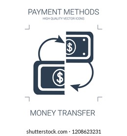 money transfer icon. high quality filled money transfer icon on white background. from payment methods collection flat trendy vector money transfer symbol. use for web and mobile