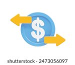Money transfer icon illustration 3d rendering