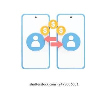 Money transfer icon illustration 3d rendering