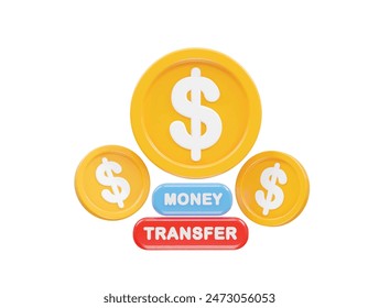 Money transfer icon illustration 3d rendering