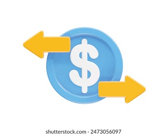 Money transfer icon illustration 3d rendering