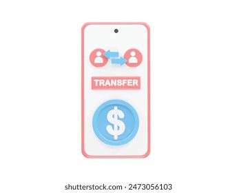Money transfer icon illustration 3d rendering