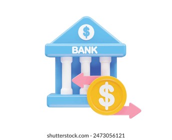 Money transfer icon illustration 3d rendering