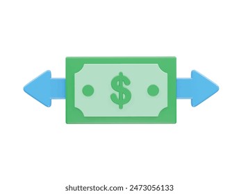 Money transfer icon illustration 3d rendering