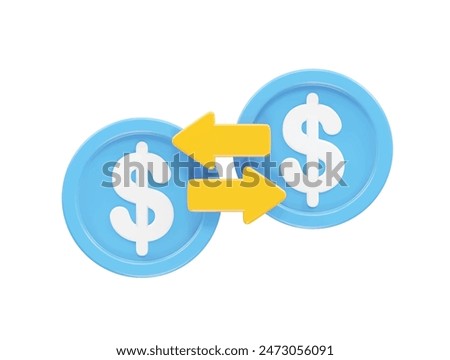 Money transfer icon illustration 3d rendering