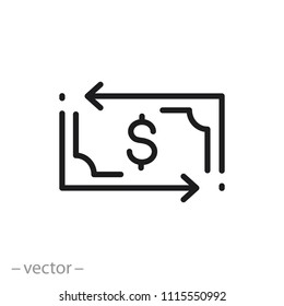 money transfer icon, line sign - vector illustration eps10
