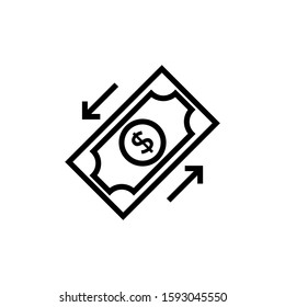 money transfer icon in linear style on white background