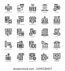 Money Transfer Icon pack for your website, mobile, presentation, and logo design. Money Transfer Icon solid design. Vector graphics illustration and editable stroke.