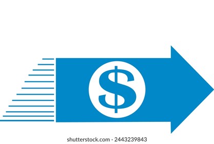 Icono de transferencia de dinero, icono de dinero enviado, icono de transferencia de dinero rápido con signo de dólar, icono de transferencia de dinero rápido, signo de dólar, cambio de efectivo, cambio de dólar, ilustración de un signo de dólar, efectivo