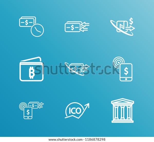 Money Transfer Icon Set Bitcoin Wallet Stock Vector Royalty - 