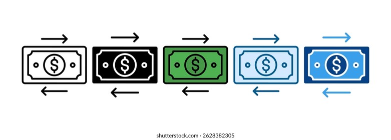 Ícone de transferência de dinheiro definir coleção de vários estilos