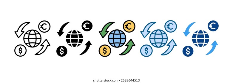 Money Transfer Icon Set Multiple Style Collection
