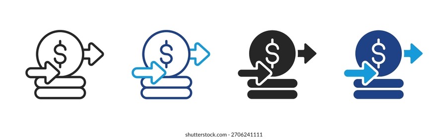 Money Transfer icon set multiple style collection