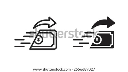 Money transfer icon set in Thin line black color.