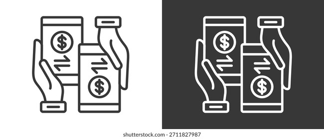 Money Transfer Icon Set Vetor Collection Isolado Em Preto E Branco