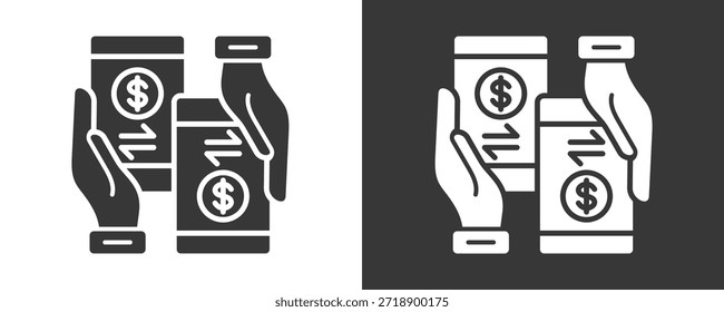 Money Transfer Icon Set Vetor Collection Isolado Em Preto E Branco