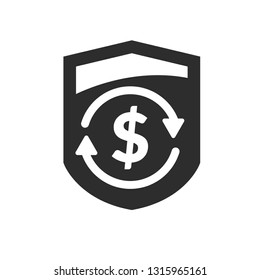 money transfer icon and shield