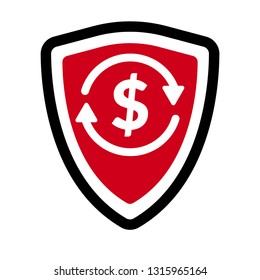 money transfer icon and shield