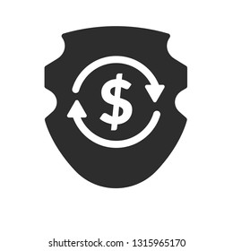 money transfer icon and shield