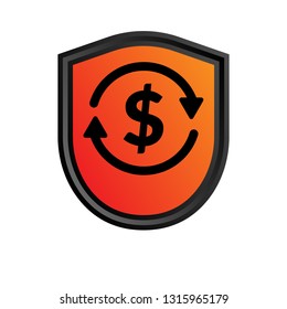 money transfer icon and shield