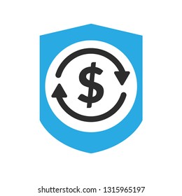 money transfer icon and shield