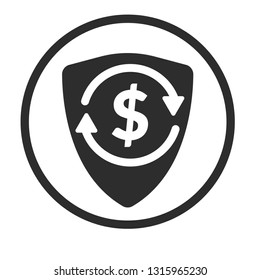 money transfer icon and shield