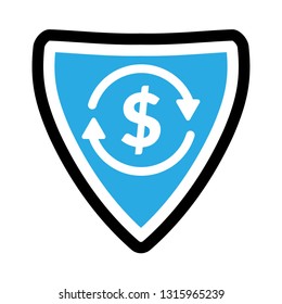 money transfer icon and shield