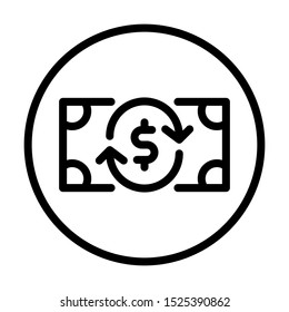 Money transfer icon. Simple design. Line vector. Isolate on white background.