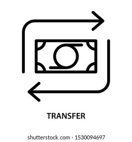 Money Transfer Icon. Simple design. Line vector. Isolate on white background.