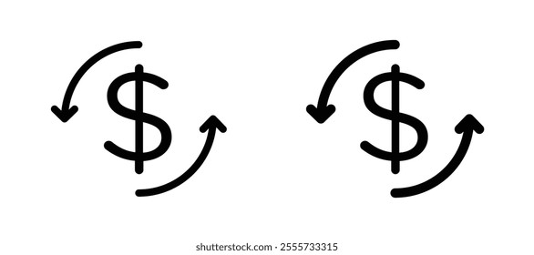 Money transfer icon symbol collection on white background.