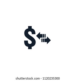 money transfer Icon symbol. currency exchange, financial investment service, cash back refund, send and receive mobile payment concept. line icon vector illustration